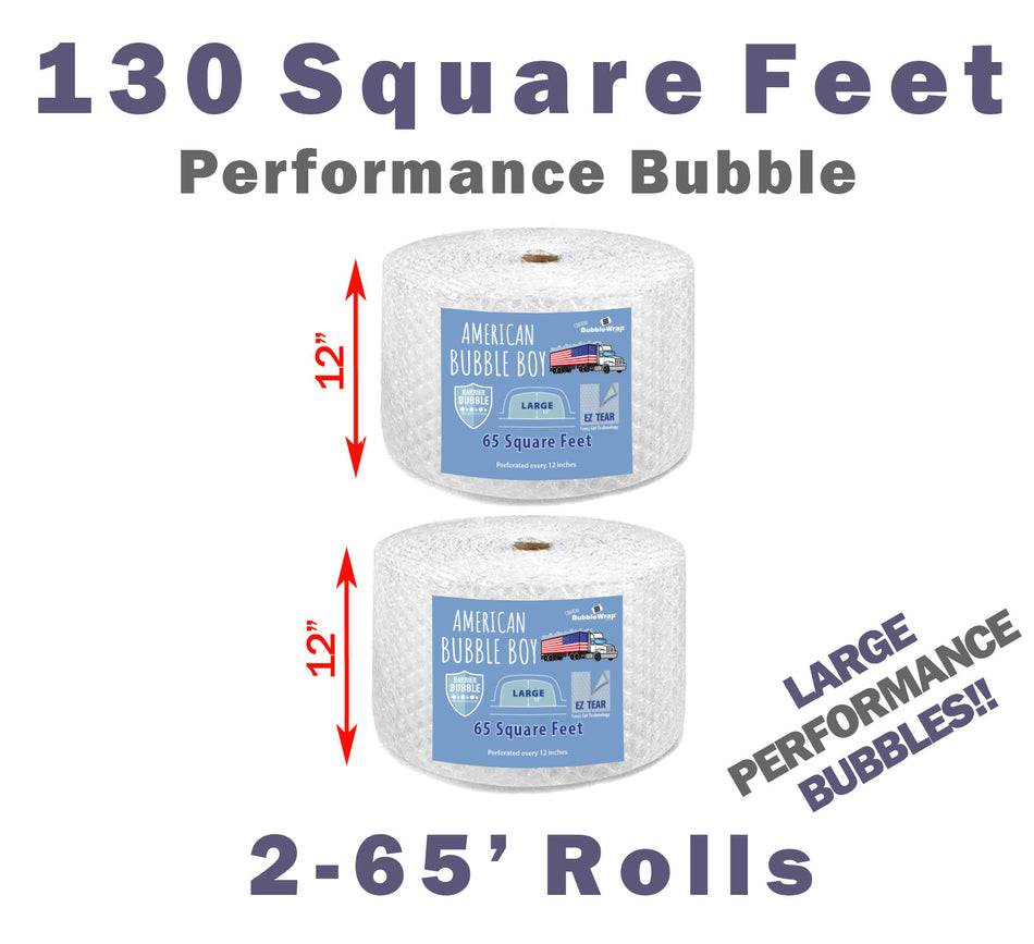 12", Large Performance Grade (1/2) American Bubble Boy Bubble Wrap - 130 Square feet