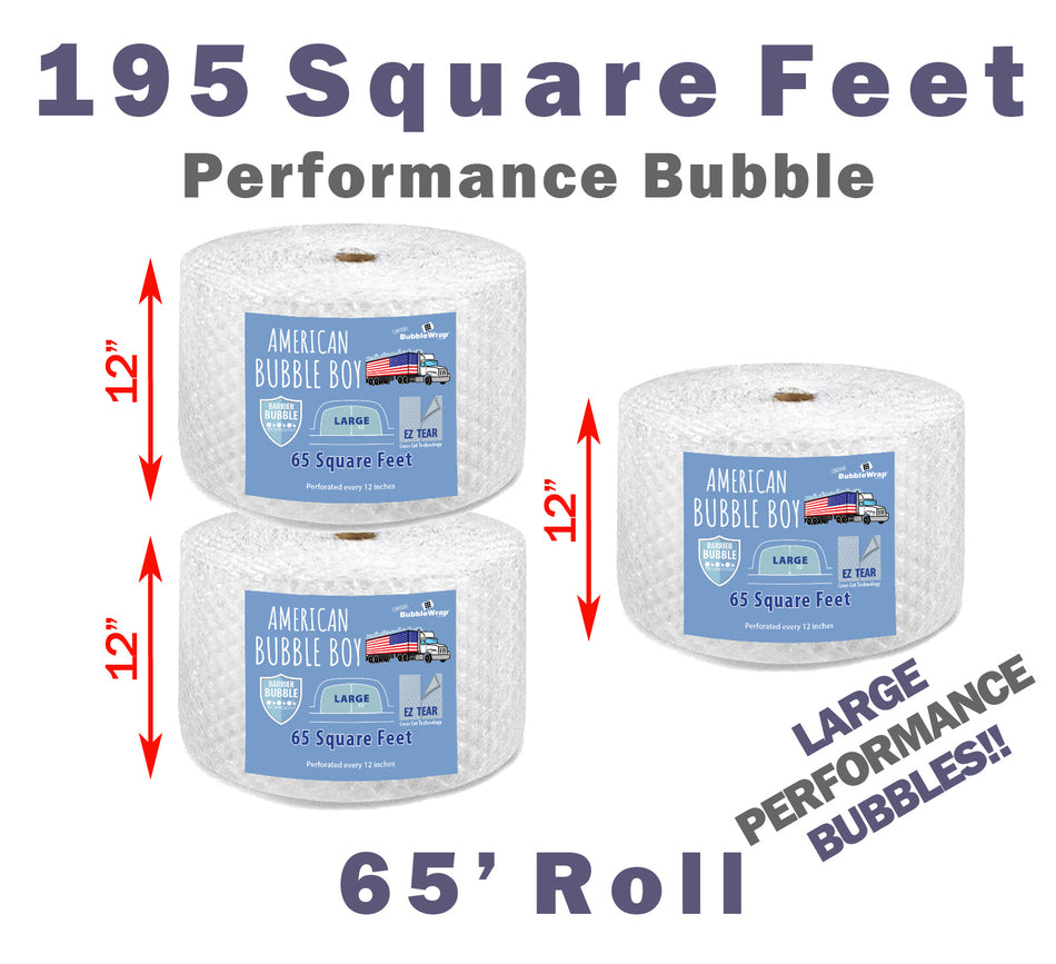 12", Large Performance Grade (1/2) American Bubble Boy Bubble Wrap - 195 Square feet