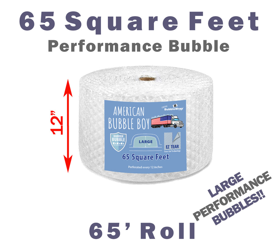 12", Large Performance Grade (1/2) American Bubble Boy Bubble Wrap - 65 Square feet